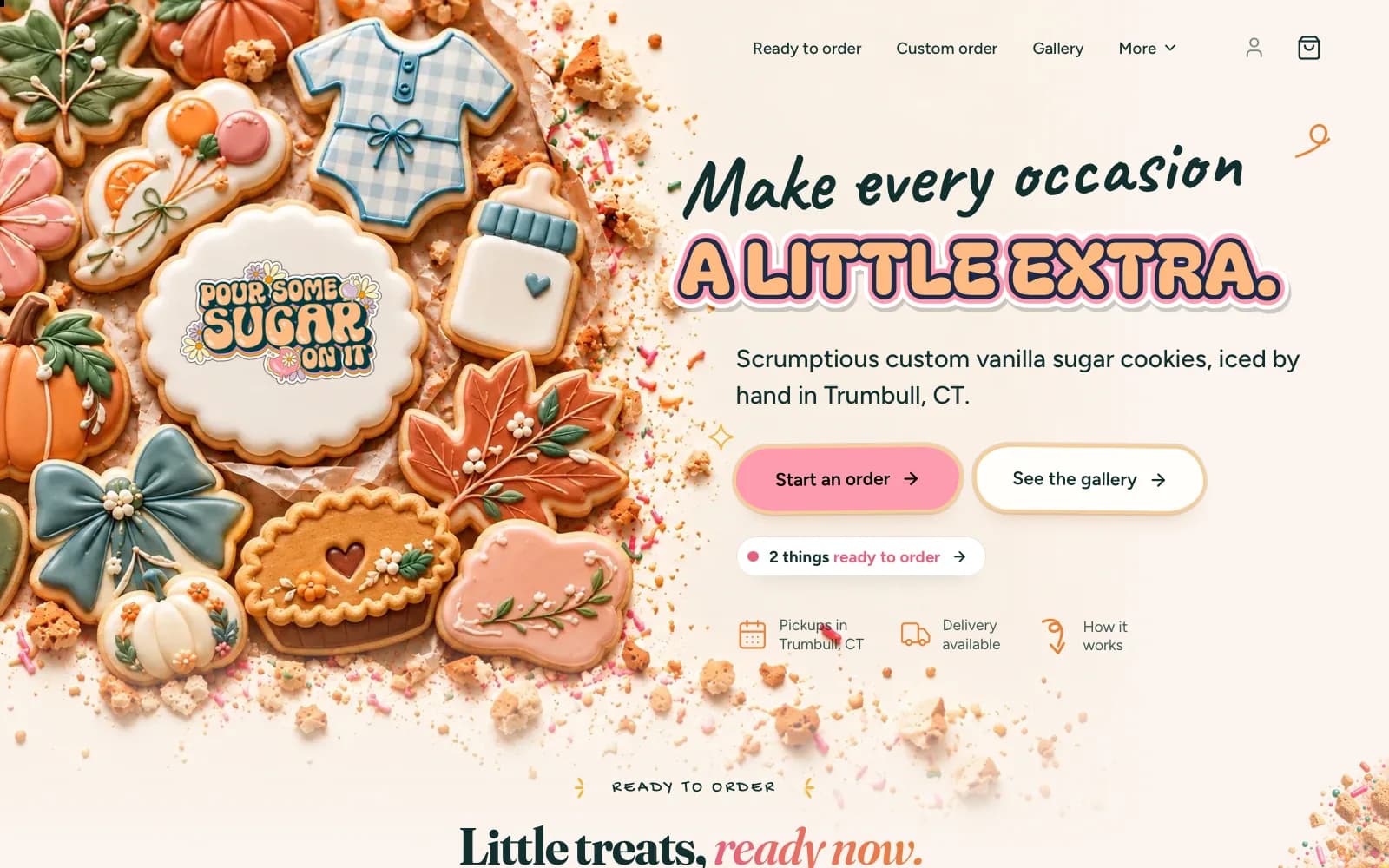 Pour Some Sugar On It's home page in the Website editor